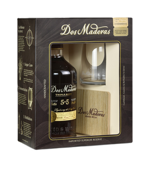 Dos Maderas 5+5 Rum Vap with Glass & Coaster